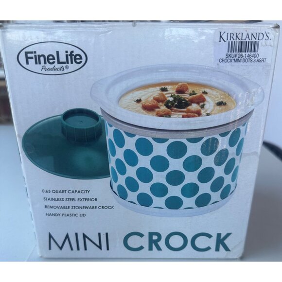 FineLife Auto Products Stainless Steel Mini Crockpot Stoneware 0.65 Quart (NIB) - Picture 2 of 16